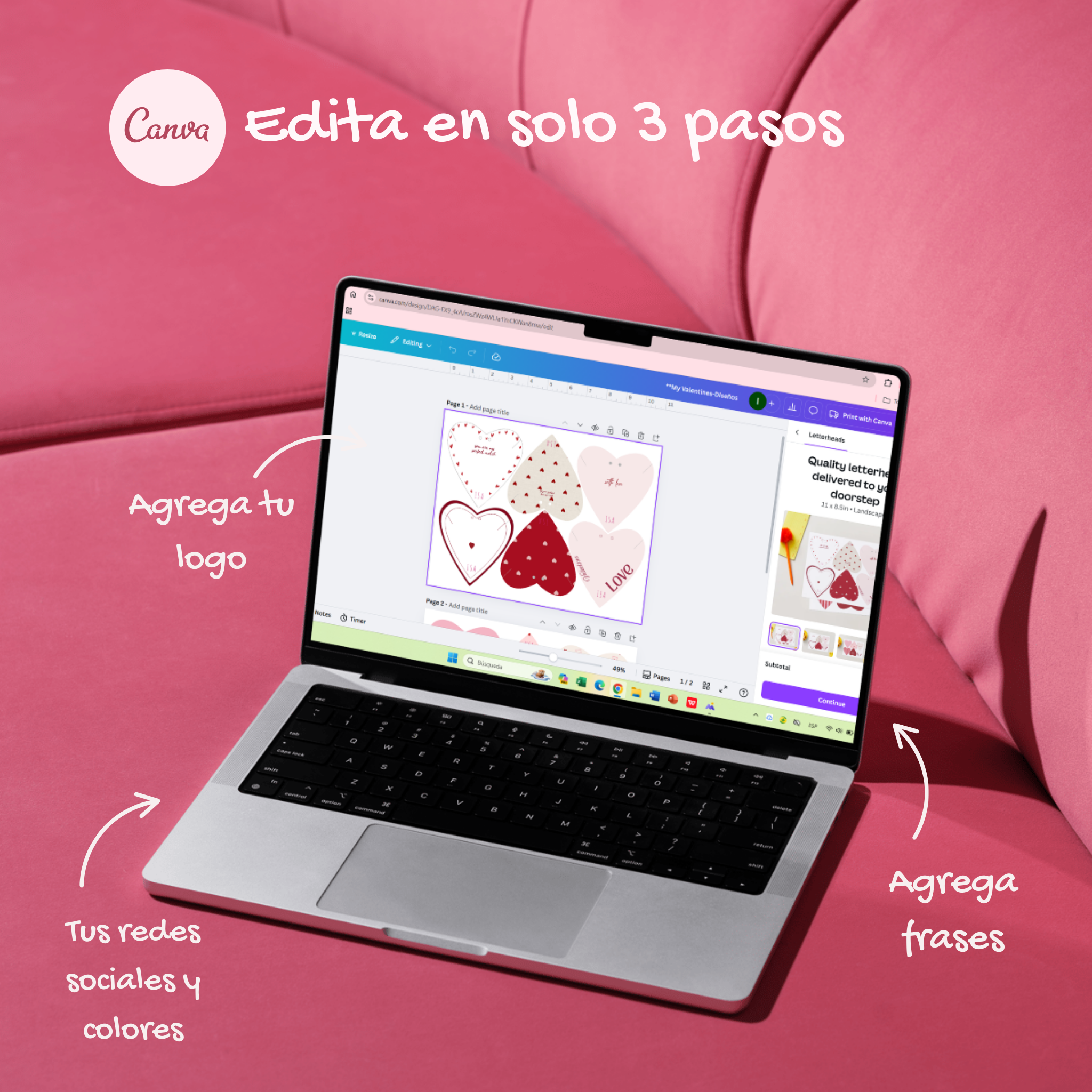 My Valentines- 12 diseños Editables+Plantillas Base