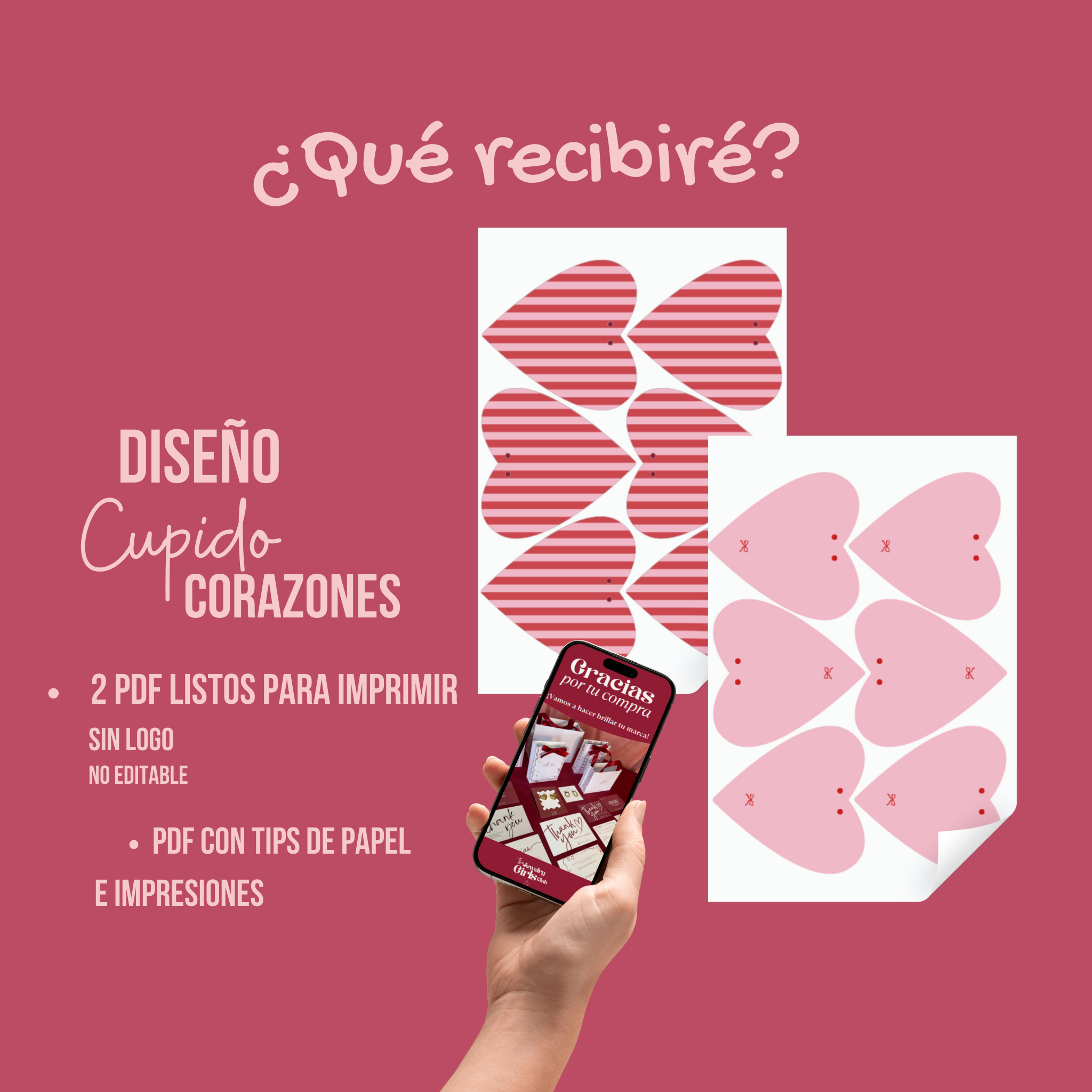 Corazones Cupido-Listos para imprimir-No editable (PDF)