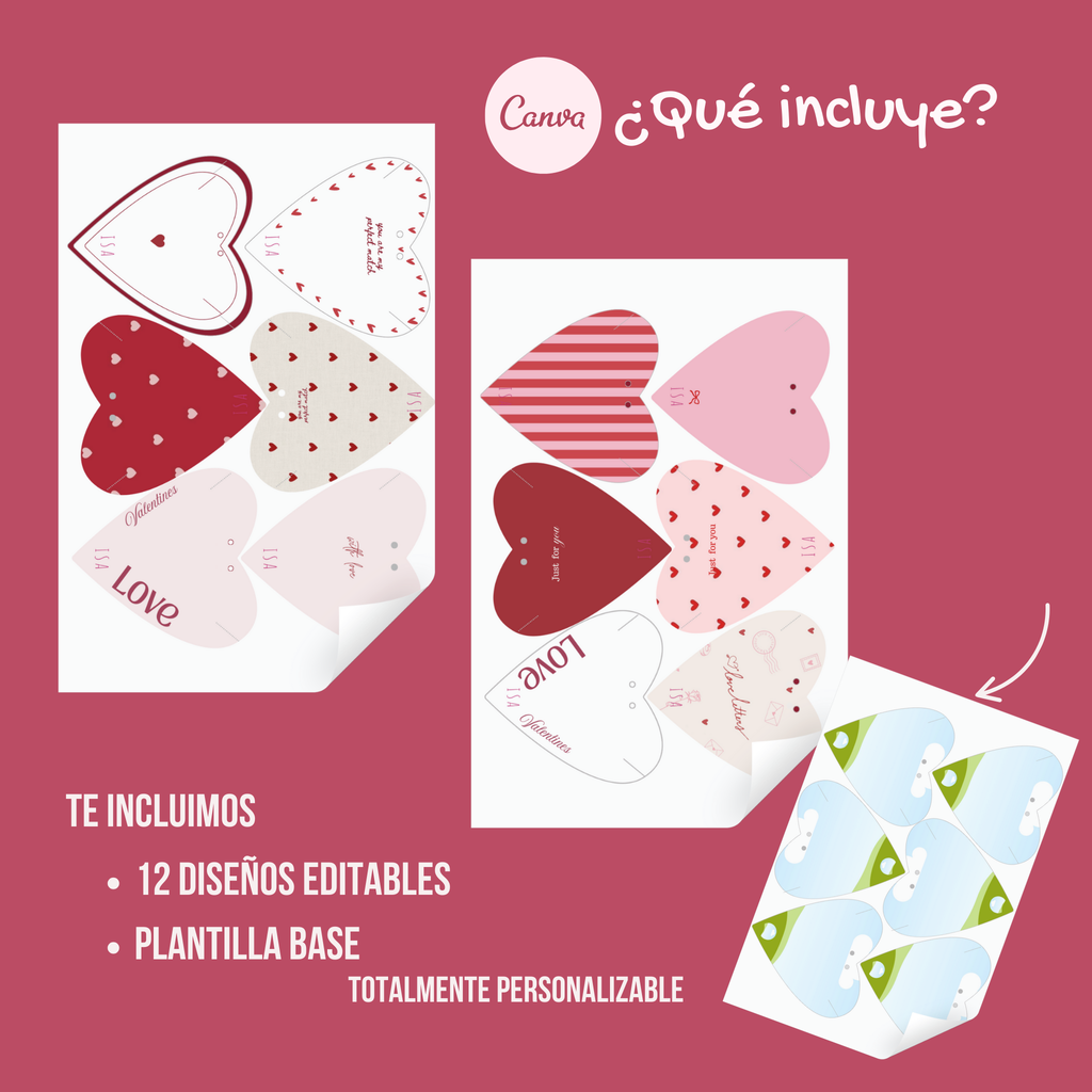 My Valentines- 12 diseños Editables+Plantillas Base